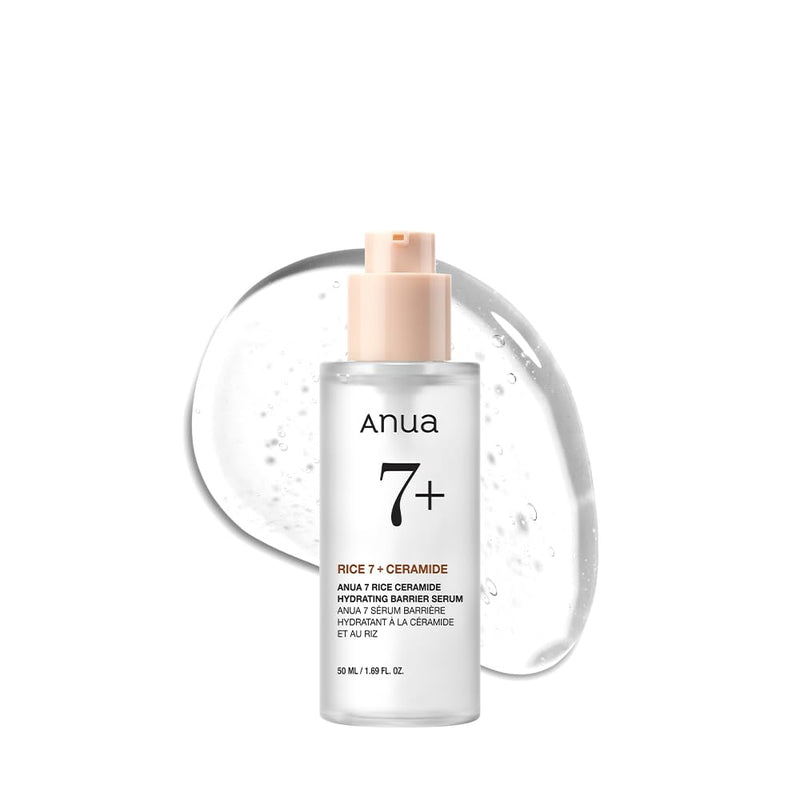 ANUA Rice Ceramide 7 Hydrating Barrier Serum, Brightening, Hydrating Serum for Face, Rice, Hyaluronic Acid, Niacinamide, Fragrance-free, Non comodogenic, Glass Skin, Korean Skin Care, 50ml/1.69fl.oz.