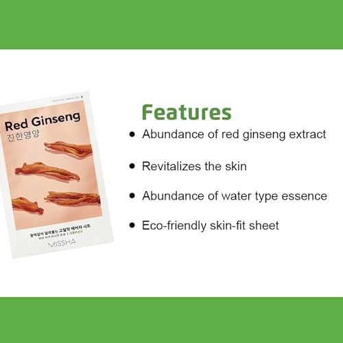 MISSHA Airy Fit Sheet Mask (Red Ginseng - Deep Nourishing) 7 pcs