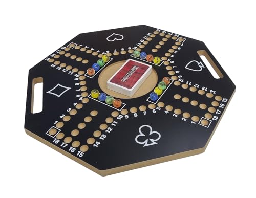 Jakaroo Wooden Board Card Game for 4 Players - 40x40cm Hexagonal-Shaped Premium Game Board for Strategic Fun and Family Entertainment