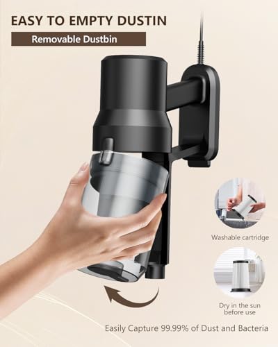 SINCHEREU Vacuum Cleaner Corded with 21KPa Handheld Vacuum Powerful Suction, Adjustable Lightweight 3 in 1 Stick Vacuum with HEPA Filter for Hard Floor