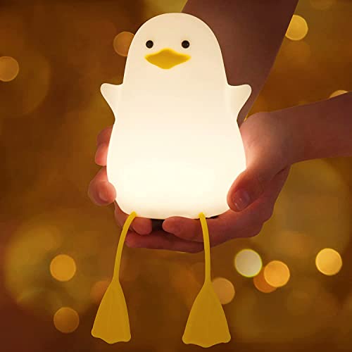 HAWAII Duck Night Light for Kids,Soft Silicone Rechargeable Night Lamp for Kids Room,Touch Control Dimming,Cute Portable Night Light,Gifts for Boys Girls