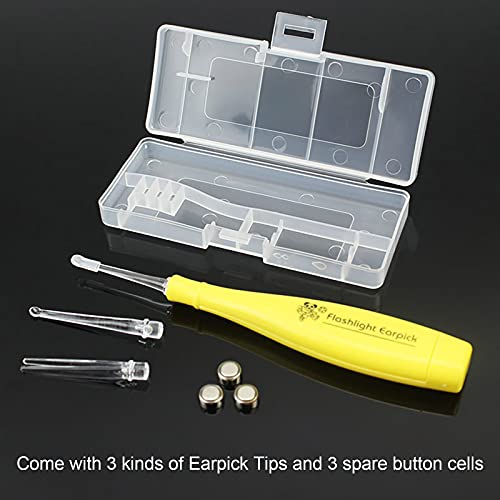 Irovami LED Light Earpick LED Light Ear Wax Remover Earpick With 3 Tips LED Flashlight Ear Wax Cleaner Tweezers Ear Cleaning Tool for Baby