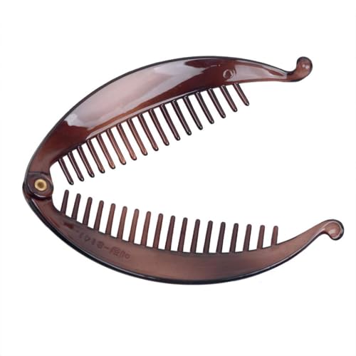 WANGCL 2Pcs Big Banana Hair Clips Clincher Rounded Edges Hair Comb Claws Hair Comb Fish Shape Grips Clamp Hair Accessories for Women Girls-Brown