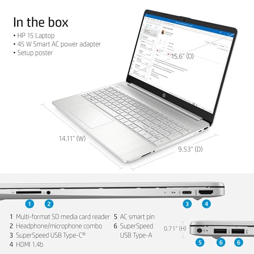 HP Newest Laptop , 15.6" HD Display, Dual Core Intel i3-1115G4 (Upto 4.1GHz,Beats i5-1030G7), 16GB RAM, 512GB SSD, HD Webcam, Bluetooth, WiFi 6, 11+ Hour Battery, Win 11 (Upgraded)
