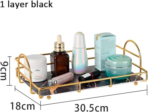 IBAMA Storage Basket Organizers Shelf Bathroom Storage Shampoo Soap Makeup Storage Rack Holder Bathroom Organizer 1 layer white, Gold, DCOGS02-WT