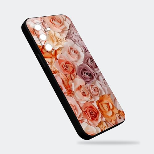 TPU Mobile Back Case Cover Compatible with Samsung Galaxy M35 (LTE / 5G) Model with Colorful Flowers Paper Background