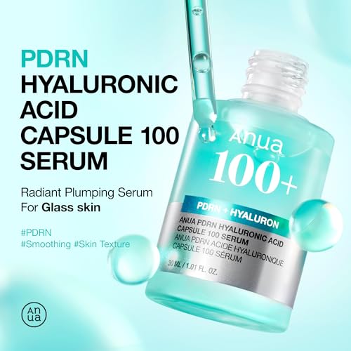 Anua PDRN Hyaluronic Acid Capsule 100 Serum, Radiant Face Serum, Hyaluronic Acid, Hydration, Moisture Plumping effect, Natural color, Fragrance free, Korean Skincare, 30ml / 1.01 fl. oz