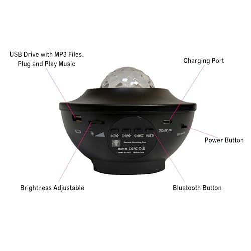 INFLUX Star Projector 3 in 1 Night Light with Remote Control, Bluetooth Speaker, and Galaxy Nebula Effects for Kids-Star Night Light, LED Ceiling Lamp, and Home Decor Gift for Bedroom, Gaming