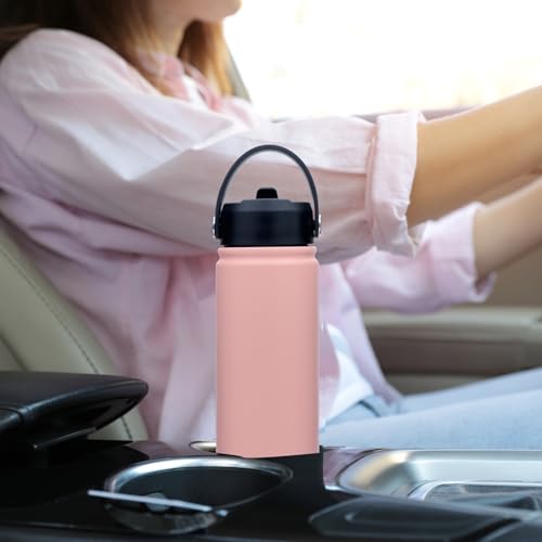Hssentials 750ml Vacuum Insulated Water Bottle, Double Wall Stainless Steel Thermos Bottle with 2 Lids Included, Straw Lid and Wide Mouth, Hot Cold Water Flask, Sports Bottle (25oz, Baby Pink)
