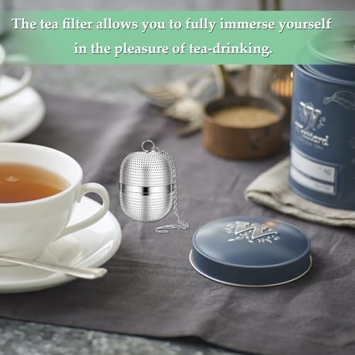 IKEEP Tea Infuser for Loose Tea, Stainless Steel Tea Ball Infuser with Chain, Tea Ball Strainers Mesh Tea Infuser for Loose Leaf Tea, Herbal Tea, Mugs Teapots