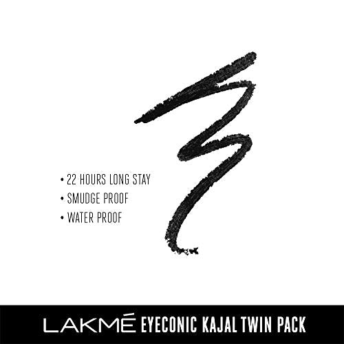 Lakme Eyeconic Kajal, Twin Pack, 0.35g + 0.35 gm