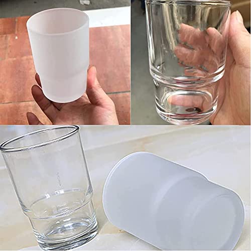 HANQ Toothbrush Cup, 2pcs Glass Tumbler Toothbrush Mug Replacement for Wall Mounted Toothbrush Holder, Mouthwash Cup for Bathroom Accessories (Transparent)