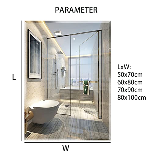 MUMOO BEAR Bathroom Mirror Vanity Makeup Mirror Wall Mounted Frameless Rectangular Mirror for Bathroom Vanity Bedroom Dressing Table Vertical or Horizontal Hanging (70 * 90cm, Clear)