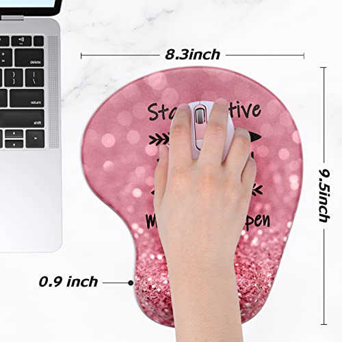 Hsurbtra Ergonomic Mouse Pad with Wrist Rest Support, Gel Mouse Pads with Non-Slip PU Base, Pain Relief Memory Foam Computer Mat, Cute Office Supplies Desk Decro Accessories, Work Hard