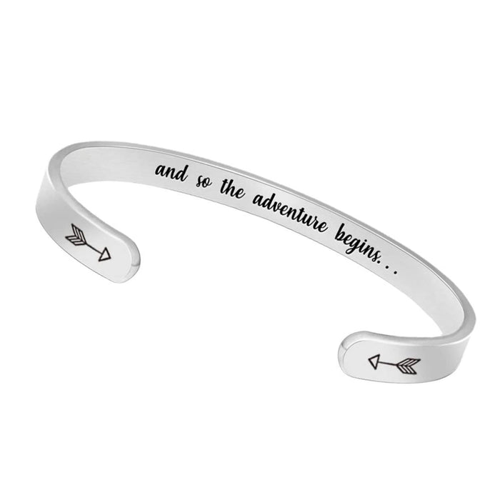 KASTWAVE Bracelets for Women, C-Shape Cuff Bracelets Adjustable Minimalist Bangles for Women Girls Motivational Birthday Cuff Friendship Bangle