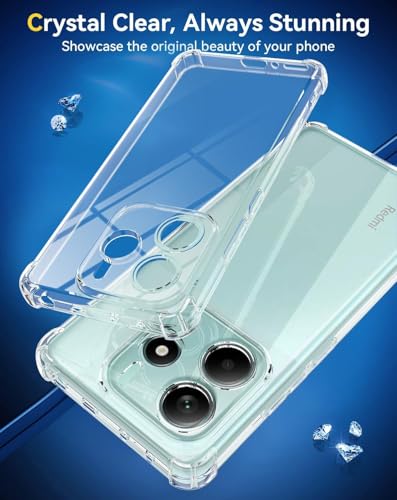 Clear Silicone Case for Xiaomi Redmi Note 14 4G with Shockproof Protective Corners, Soft Thin Transparent Protective Case, Flexible TPU Transparent Mobile Phone Case, Scratch-Resistant Case Cover