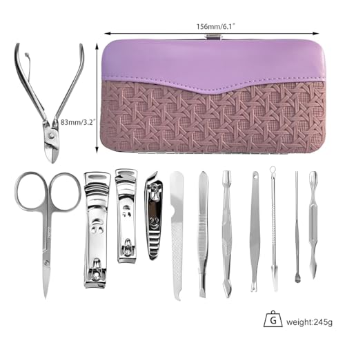 HEXAR® 12pc Manicure & Pedicure Set - Nail Clippers, Cuticle Remover - Luxurious Face, Foot, Hand Nail Care Kit - Pedicure Sets for Feet, Mens Grooming Kits & Manicure Set for Women