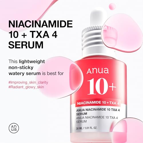 ANUA 10% Niacinamide+ 4% Tranexamic Acid Serum, Ceramide, Hyaluronic Acid, Vitamin B12 Natural color, Korean Glass Skin, Fragrance-Free, Korean Skincare, 30ml /1.01 fl.oz.