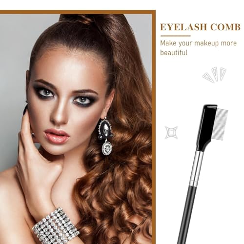 IBBO 2Pcs Eyelash Comb, Professional Black Eyelash Separator Grooming Brushes, Eyelash Separator Comb Tool for Lashes Eyelash, Silver Metal Teeth Eye Makeup Tool for Women