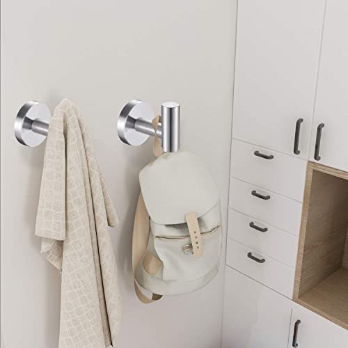 KASTWAVE Wall Towel Hooks Coat Hook Bathroom Matte Black Robe 304 Stainless Steel Heavy Duty Door Hanger Towel Robe Clothes Cabinet Closet Sponges Hook Bathroom Bedroom Kitchen Hotel Pool