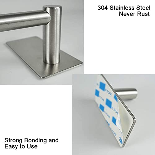 NearMoon Self Adhesive Bathroom Towel Bar- Stainless Steel Bath Wall Shelf Rack Hanging Towel Stick On Sticky Hanger Contemporary Style, NO Drilling (1 Pack, Brushed Nickel, 16-Inch Towel Rack)