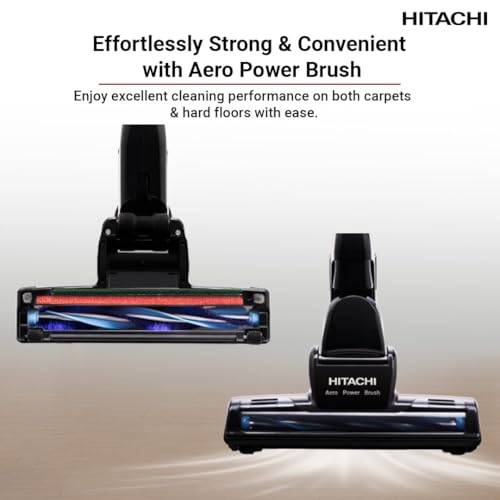 HITACHI Drum Vacuum Cleaner 2300 Watts, 23L Tank Dust Capacity, Aero Power Brush to Clean Efficiently, Metal Pipe Dusting Brush & Crevice Nozzle, Washable Filter, Best for Home & Office, CV980TJBKRGAE