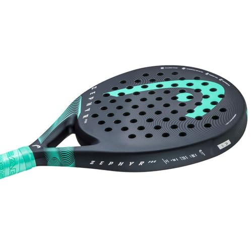 Head Zephyr Pro Padel Racket 2023, Black/Teal - 365 gm, Round