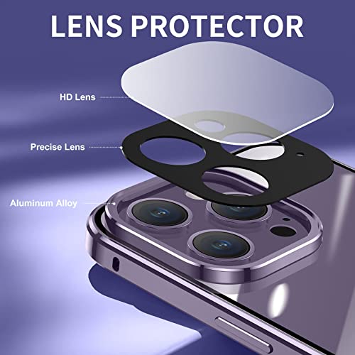 NALACAL Anti Peeping Case for iPhone 14 Pro Max, 360 Degree Front and Back Privacy Tempered Glass Cover, Anti SPY Screen, Anti Peep Magnetic Adsorption Metal Bumper for iPhone 14 Pro Max (Purple)