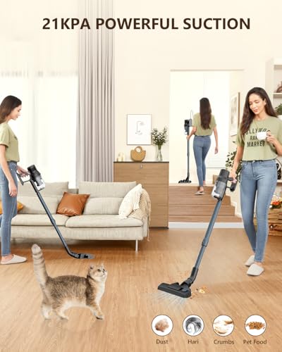 SINCHEREU Vacuum Cleaner Corded with 21KPa Handheld Vacuum Powerful Suction, Adjustable Lightweight 3 in 1 Stick Vacuum with HEPA Filter for Hard Floor
