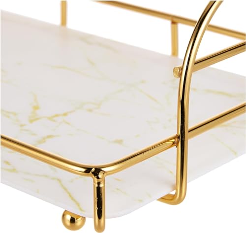 IBAMA Storage Basket Organizers Shelf Bathroom Storage Shampoo Soap Makeup Storage Rack Holder Bathroom Organizer 1 layer white, Gold, DCOGS02-WT