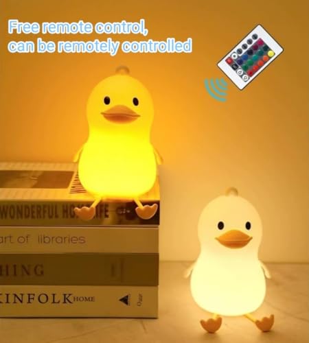HULPPRE Children Night Light- Pat&Remote 8 Colors Decor Duck Table Lamp for Kids/Baby/Adults,Soft Silicone Nightlights for Bedroom,Bathroom,Nursery,Stairs,Hallway