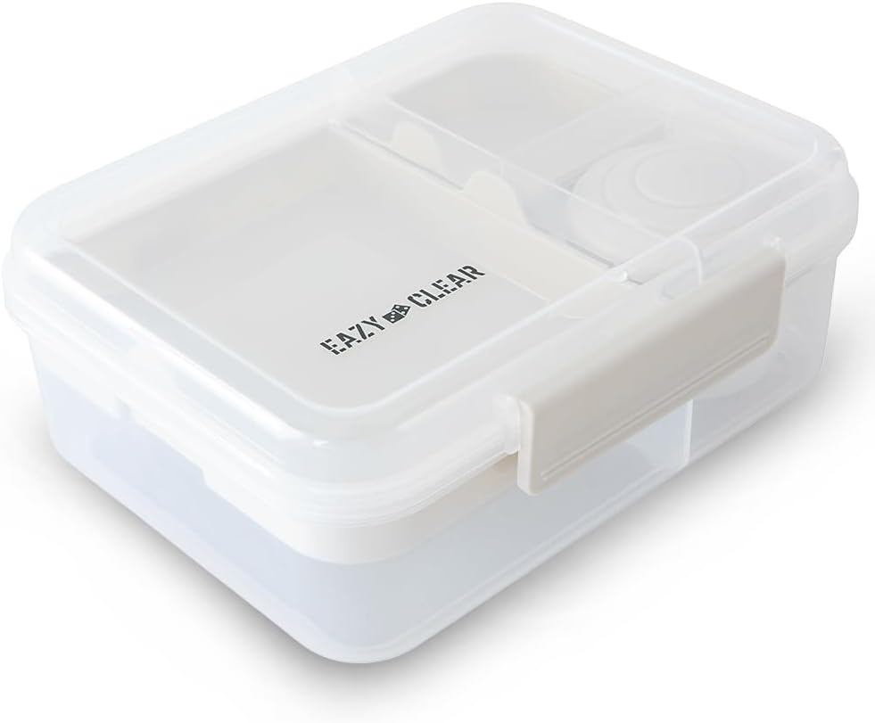 3/4/5 Compartment Convertible 1650ml Bento Lunch Box with 150ml Gravy Bowl - Grey