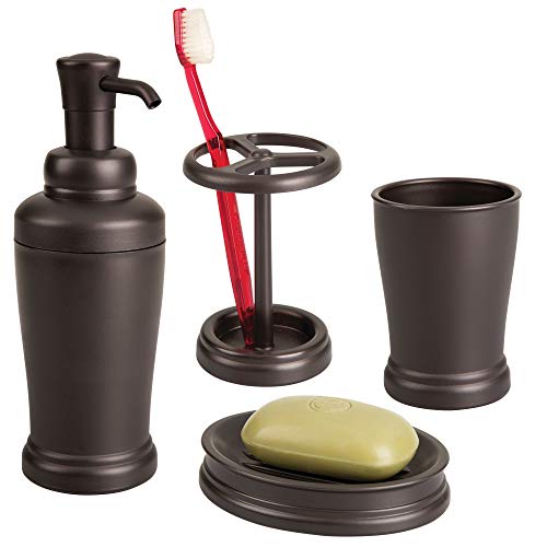 InterDesign Kent Bathroom Storage Cup, Elegant Plastic Tumbler for Use as a Toothbrush Holder and Accessory Organiser, Bronze