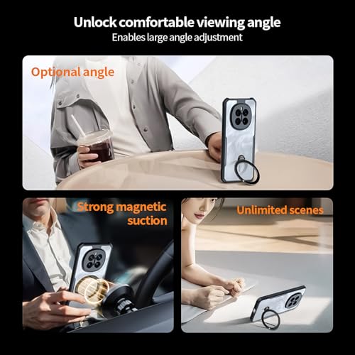 For Honor Magic 7 Pro Case, 360? Rotatable Magnetic Ring Stand Back Cover, TPU+PC Shockproof Protection Mobile Phone Case, Anti-Yellowing Slim Fit Protective Casing