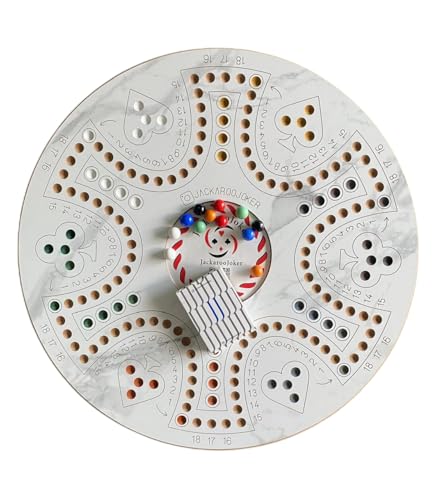 Jakaroo Joker Board Game, 4-6 Players, Wooden Game Board with Marbles, Family Strategy Game wooden board game 51 cm