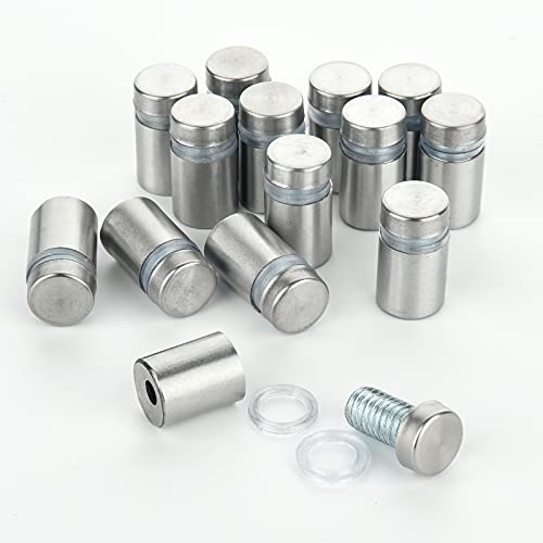 Homakover 14 Pcs Stainless Steel Standoff Screws Wall Mount Glass Standoff Holder Screw Mounting Glass Hardware for Hanging Acrylic Picture Frame Advertising (12 x 20MM)