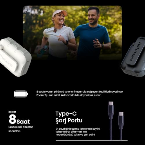 HiFuture Pocket S Mini Portable & Wearable Speaker, 8hrs Playtime, Premium Look, Magnetic Clip, IPX7 Waterproof, 77 Garm lightweight, Type-C charging, White Color