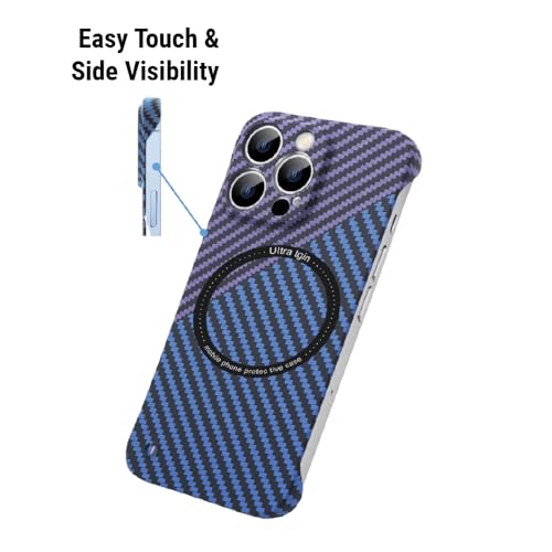 Merlin Magnetic Case for iPhone 15 Pro Max Compatible with Magsafe, Ultra Thin Slim Shockproof Carbon Fiber Texture Plastic Hard Back Phone Case Cover (iPhone 15 Pro Max, Black)
