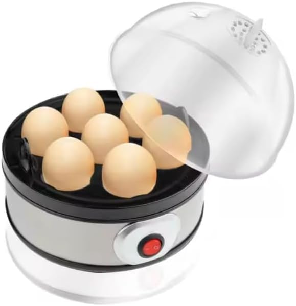 Electric Egg Cooker – 7 Egg Capacity, KA-5001 Auto Shut-Off, Soft/Hard Boil Settings, Stainless Steel Egg Boiler for Breakfast