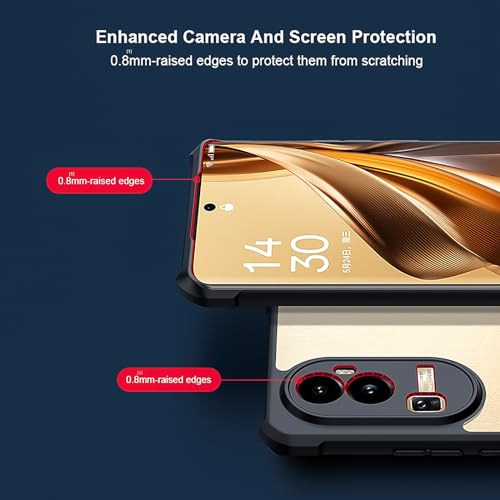 For OPPO Reno 10 Pro Plus Cover, Reno 10 Pro+ Camera Lens Protection Back Cover, TPU Shockproof Airbags Bumper Mobile Phone Case Anti-Yellowing Slim Fit Protective Casing