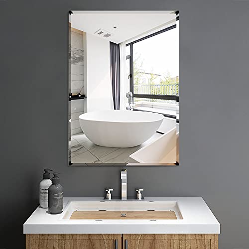MUMOO BEAR Bathroom Mirror Vanity Makeup Mirror Wall Mounted Frameless Rectangular Mirror for Bathroom Vanity Bedroom Dressing Table Vertical or Horizontal Hanging (70 * 90cm, Clear)