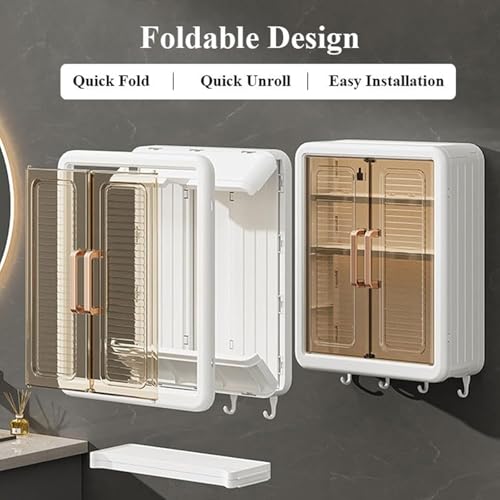 HIKKY Bathroom Storage Cabinet,Wall Mounted Bathroom Cabinet Storage Shelf,Double Door Medicine Cabinet, Space Saving Bathroom Wall Cabinet,Utility Cabinet Organizers Bathroom Storage Cupboards
