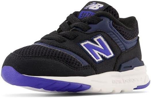 New Balance Boy's Kids 997h Bungee Lace Sneaker, Black/Marine Blue, 3 Infant
