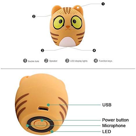 Hellodigi Mini Bluetooth Speaker,Mini Portable Speaker Cartoon Animal Bluetooth Speaker Powerful Rich Room-filling Sound For Smart Phone And Any Bluetooth Enabled Device(Hamster) (Packaging May Vary)