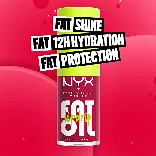 NYX PROFESSIONAL MAKEUP Fat Oil Lip Drip, Moisturizing, Shiny, Vegan Tinted Lip Gloss, Non-Sticky Finish, 12H Hydration, Squalane, Raspberry and Cloudberry Oils - Newsfeed (Rose Nude)