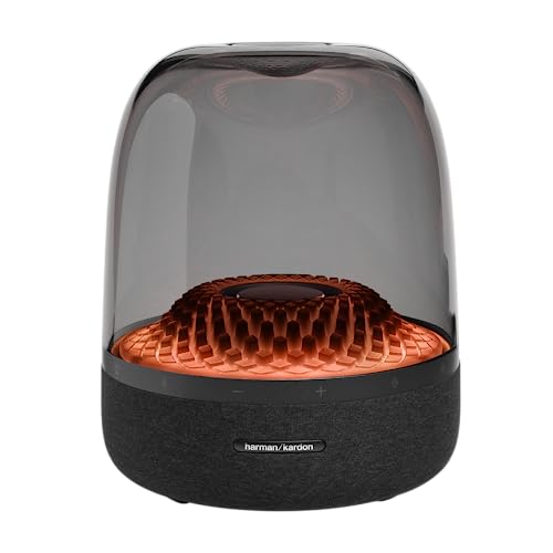 Harman Kardon Aura Studio 4 - Premium Bluetooth Home Speaker with Superior Sound, Diamond-Effect Lighting, and Eco-Friendly Design, HKAURAS4BLKUK, Black