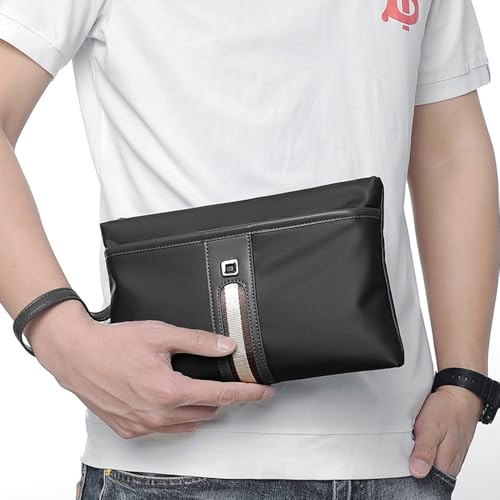 iCozzier Men's Oxford Clutch Bag Large Capacity Business Clutch Bags Wallet Pockets with Zipper Wallets for Men with Wrist Strap Wrist Bag Work Travel Casual