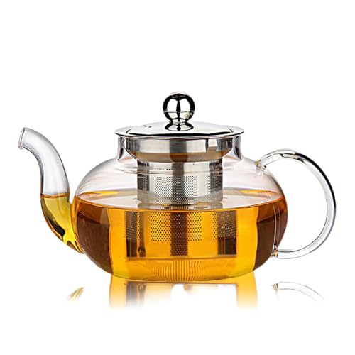 Hiware Glass Teapot with Removable Stainless Steel Lid & Infuser, 33 Ounce Teapot Stove Top Safe for Blooming & Loose Leaf
