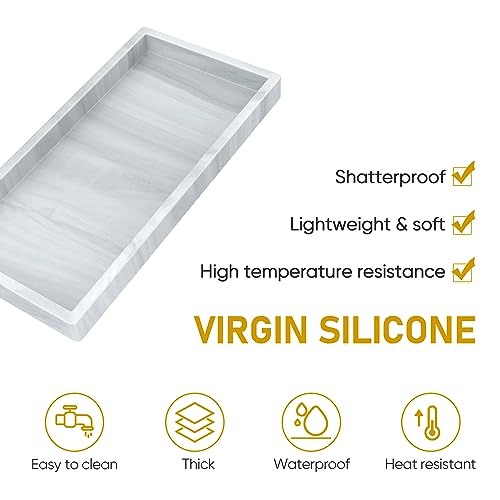 Bathroom Counter Tray,EG-SIPRO High-Grade Thickened Silicone Bathroom Vanity Tray,Shatterproof Durable Rectangle Bathroom Tray Soap Dispenser Tray for Bathroom Countertop