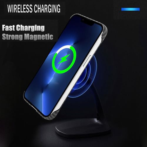 Merlin Magnetic Case for iPhone 15 Pro Max Compatible with Magsafe, Ultra Thin Slim Shockproof Carbon Fiber Texture Plastic Hard Back Phone Case Cover (iPhone 15 Pro Max, Black)